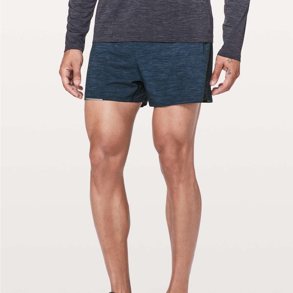 Lululemon Surge Short *4" Heather Allover Iron Blue True Navy - Size Large